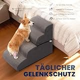 Mora Pets Hundetreppe, Haustiertreppe für Bett und Sofa Hunde Treppe 4 Stufen & teilbar (1 Treppe = 2 Lösungen) rutschfeste, waschbarer Bezug, Hunderampe aus Schwamm