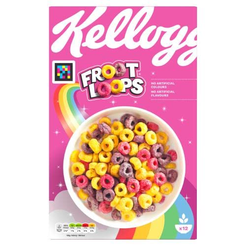 Kellogg's Froot Loops Mixed Fruit Cereal No Artifical Colours Taste The Fun, Source Of Fiber, Delicious 375g