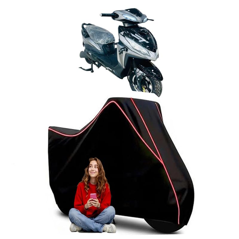 Image of Deltic Drixx Scooty Bike Cover Water Resistant Outdoor Use Universal Fit Scooters Motorcycles Heavy Duty UV Protection Dust Rain Scratch Resistant Elastic Bottom Black Blue Piping