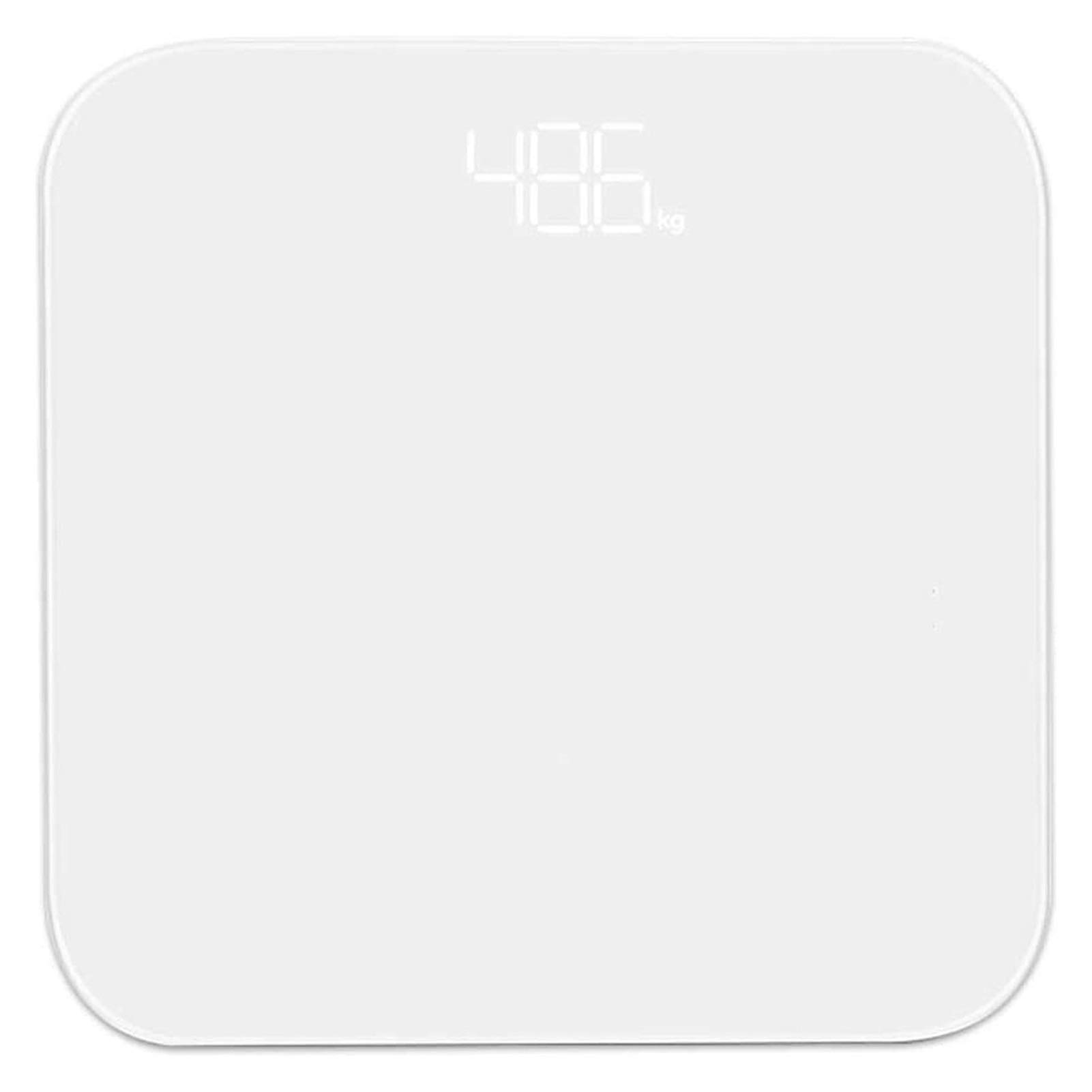 Bilancia pesapersone Digitale di precisione con Tecnologia Step-On, Display LCD retroilluminato in Vetro temperato di Facile Lettura, 400 libbre, Bianco