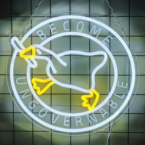Image of Murder Duck with Knife Neon Sign Untitled Goose Neon Light for Room Decor, Become Ungovernable LED Duck Signs for Wall Decor Game Room Man Cave Birthday Funny Neon Light Sign Gifts 13.4x12.6 In