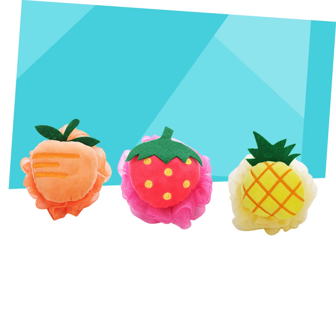 Housoutil 9stücke Teiliges Fruchtförmiger Duschschwamm Badeschwämme Aus Weichem Mesh Für Körperpeeling Und Sanfte Reinigung Für Erwachsene Und Junge Mädchen Erdbeere Ananas Mango