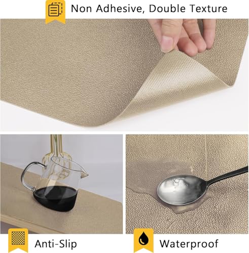 Image of WochiTV Shelf Liner for Cabinets, Drawer Non Adhesive Non Slip Foam Mat for Kitchen, Pantry, Bathroom, Cupboard, Garage, Closet, Shelves, Drawer, Tool Box, Tan 11.8 x 59 inches