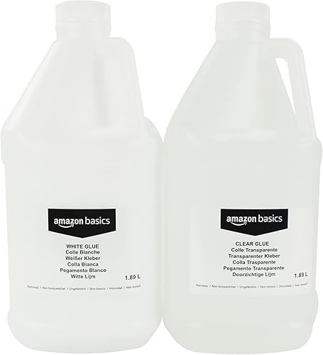 Miniatura 2 de Tienda Basics Pegamento transparente de 12 galón y pegamento blanco de 12 galón, paquete de 2 pegamento combinado para limo perfecto,