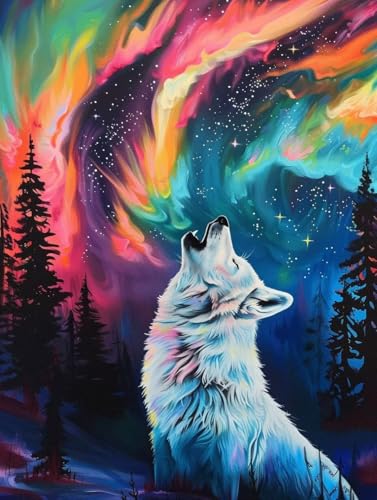 Diamond Painting Loup 5D, grand kit complet de broderie diamant 100x130cm