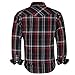 Coevals Club Men's Long Sleeve Casual Western Plaid Pearl Snap Buttons Shirt (2XL, 6#Black,red)