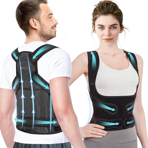 XFP Back Brace, Back Straightener Posture Corrector for Women and Men, Adjustable Posture Corrector Back Support, Relieves Back Pain, Scoliosis and Hunchback Correction, (waist 24-39 inch)