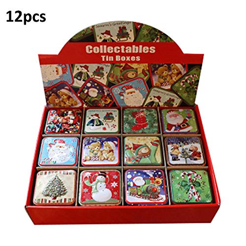 MRlegendary Cajas 12PCS Navidad Caja Cuadrada Pequeña Embalaje De Lata Caja De Regalo para Dulces Galletas para Hornear Niños