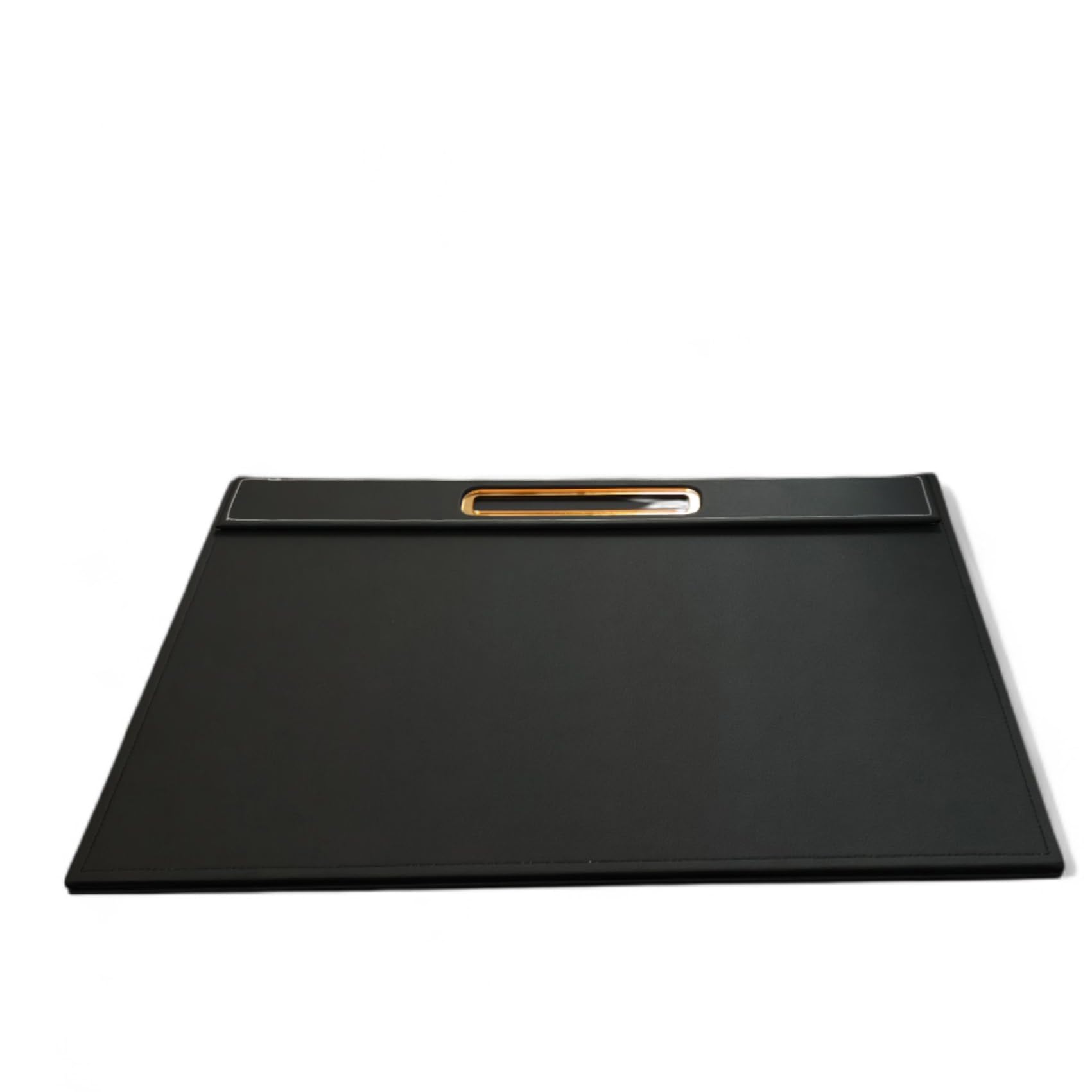 Oggettando Set Scrivania in eco pelle PU Nera, 5in1 Organizer con Supporto smartphone, Porta Penne, Porta bigliett, Portacarte ades, Cavaliere pers, Sottomano per Ufficio, Casa (ACR. ORO)