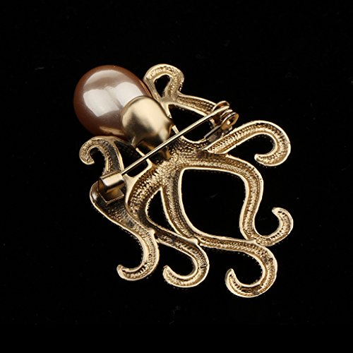 F Fityle Polvo Broche Simulado Pérola Animal Do Mar Broche Polvo Jóias Presente - Ouro