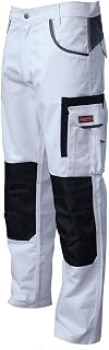 WrightFits Olympian Arbeitshosen Männer - Robuste Sicherheits Arbeitshose Herren - Cargo und Knieschützer Taschen, Dreifach Genäht, Langlebige Arbeitskleidung, Weiß (30W ~ 42W)