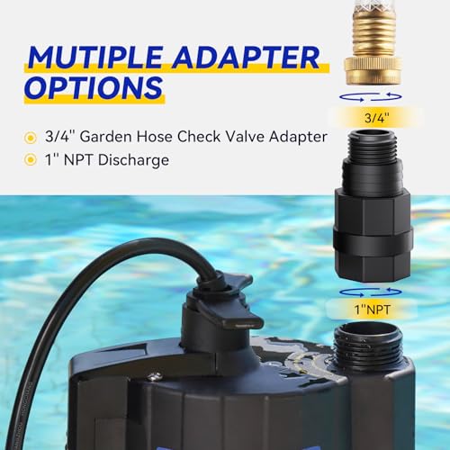 Image of Acquaer 1 /3 HP Automatic Submersible Water Pump, 2160 GPH Sump Pump, 115V