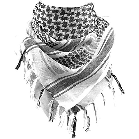 FREE SOLDIER 100% Cotton Military Shemagh Tactical Desert Keffiyeh Head Neck Scarf Arab Wrap(White) Cover