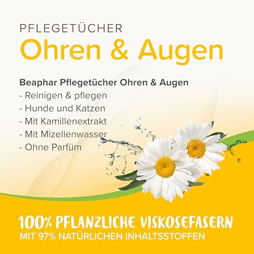 Beaphar Pflegetücher Ohren & Augen für Hunde und Katzen, 30 Stück
