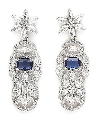 Image of Karatcart Silver Tone Green American Diamond Studded Necklace Set