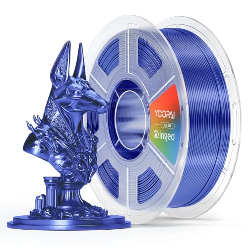 Image of YOOPAI Blue Silk PLA Filament 1.75mm, Luxury Chrome-Like Mirror Shine, Premium Silk Smooth Finish, Reliable Consistent Printing 3D Printer Filament, 1kg Spool(2.2lbs)