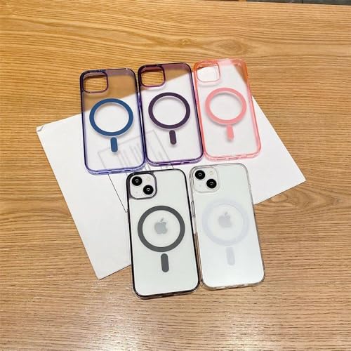 Coque iPhone 15 magnétique transparente bleu cristal de couleur