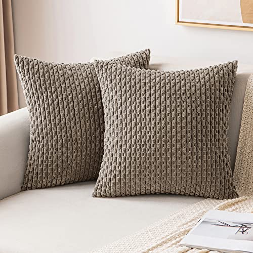 MIULEE Kordsamt Kissenbezug Kissenbezüge Dekorative Kissenhülle Moderne Sofakissen Dekokissen Couchkissen Zierkissen Weicher für Sofa Wohnzimmer Schlafzimmer 2er Set 40x40 cm Braun