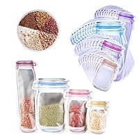WSNDM 30 Stück Mason Jar Zip Beutel, 4 Größen, Wiederverwendbare Gefrierbeutel Luftdichte Versiegelung Bags, Auslaufsichere Snacks Taschen, für Reisen, Camping, Picknick
