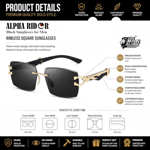 Image of Sunglasses for Men, 100% UV Protection Stylish Designer Eyewear, Trendy Square Frame Fashion Sunglasses for Outdoor, Driving & Daily Wear