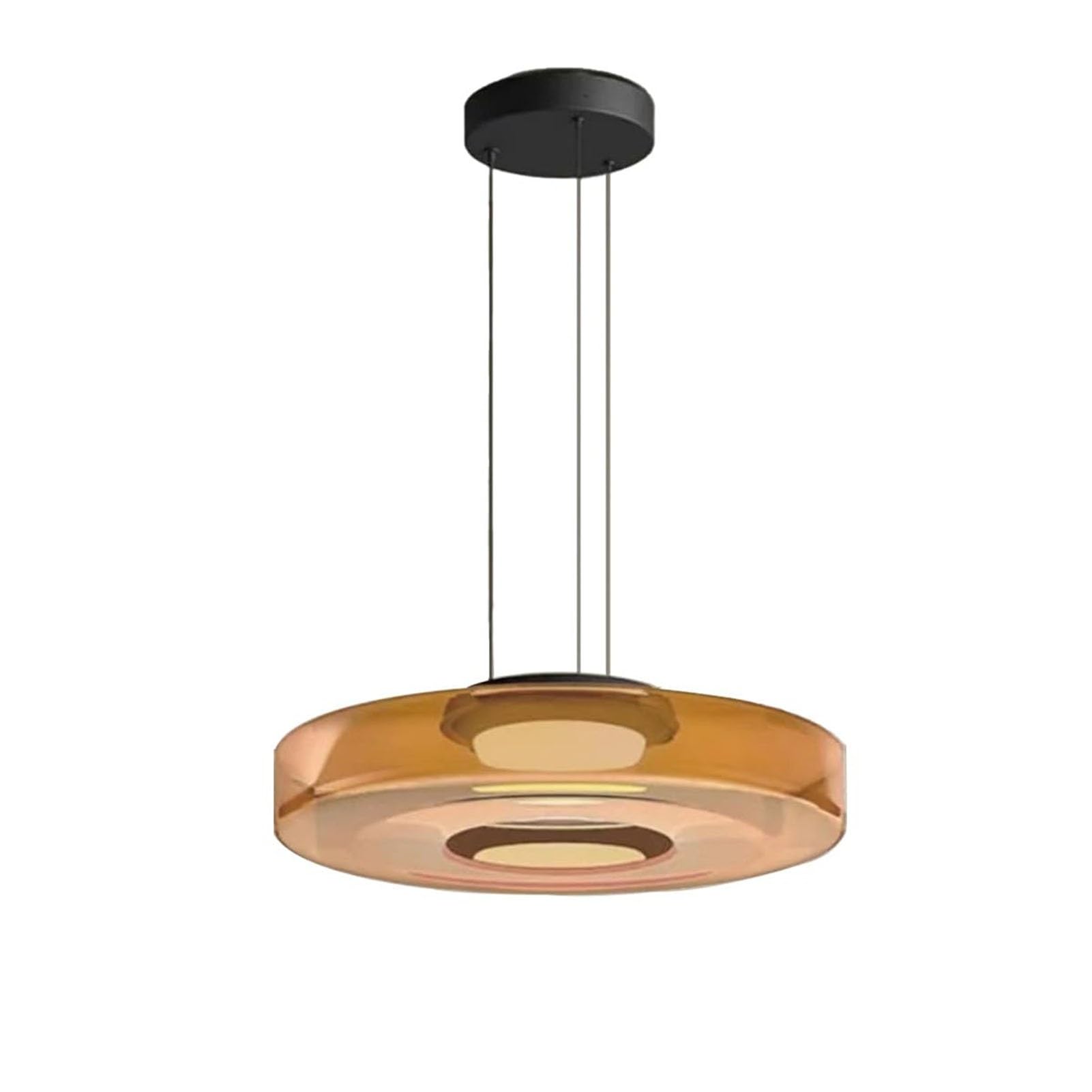 Glass Pendant Light, Hanging Ceiling Light Fixture With Adjustable Cord, 1 Layer Nordic Style Kitchen Island Pendant Lighting, Hanging Light For Living Room Bedroom And Hallway(Amber,45*11CM) — image 1