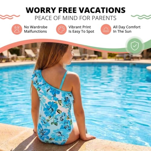 Image of Kanu Surf Girls Morgan Floral Ruffle 1-Shoulder 1-piece Swimsuit