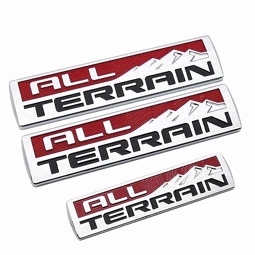 Image of Set 3 Pcs All Terrain Door Tailgate Letter Nameplate Emblem 3D Badge Replacement for All Terrain (Silver Red Black)