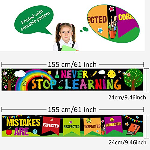2 Pieces Motivational Classroom Banner Poster Positive Educational Classroom Decorations Inspirational Wall Banner Poster With 40 Pieces Glue Points, 61 X 9.5 Inch #TOP1