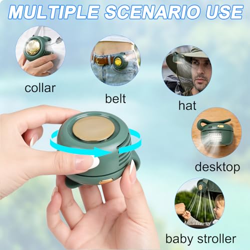 Ventilador de clip portátil giratorio de 360 grados con conexión USB para colgar en el cuello 7