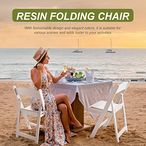 4 Pack Folding Chairs White Plastic Folding Chair Comfortable Resin Foldable Chair Lightweight Dining Chairs With Pvc Padded Seats For Wedding Events Party Picnic Kitchen Garden Church Indoor Outdoor #TOP6