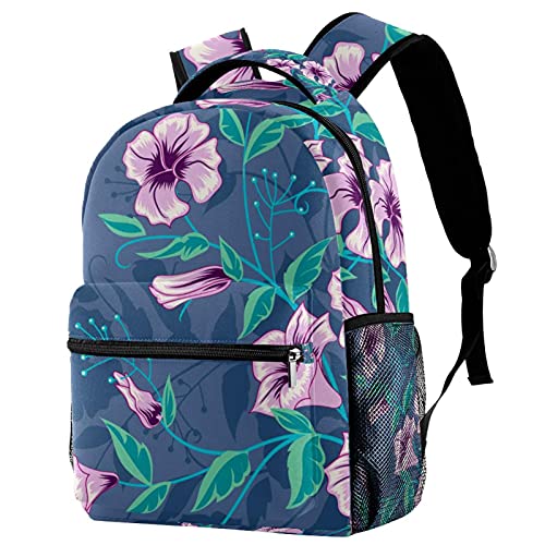 Sac à dos d'écolier ordinateur 14" antichoc rose floral aquarelle