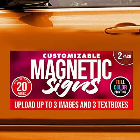 2-Pack,12"x24" Custom Magnet Signs in Full Color for Business and Advertising, 30 mil Customized Vinyl Car Magnets, Personalized Magnetic Sheets for Company Storefront & Vehicles (Design G) Cover
