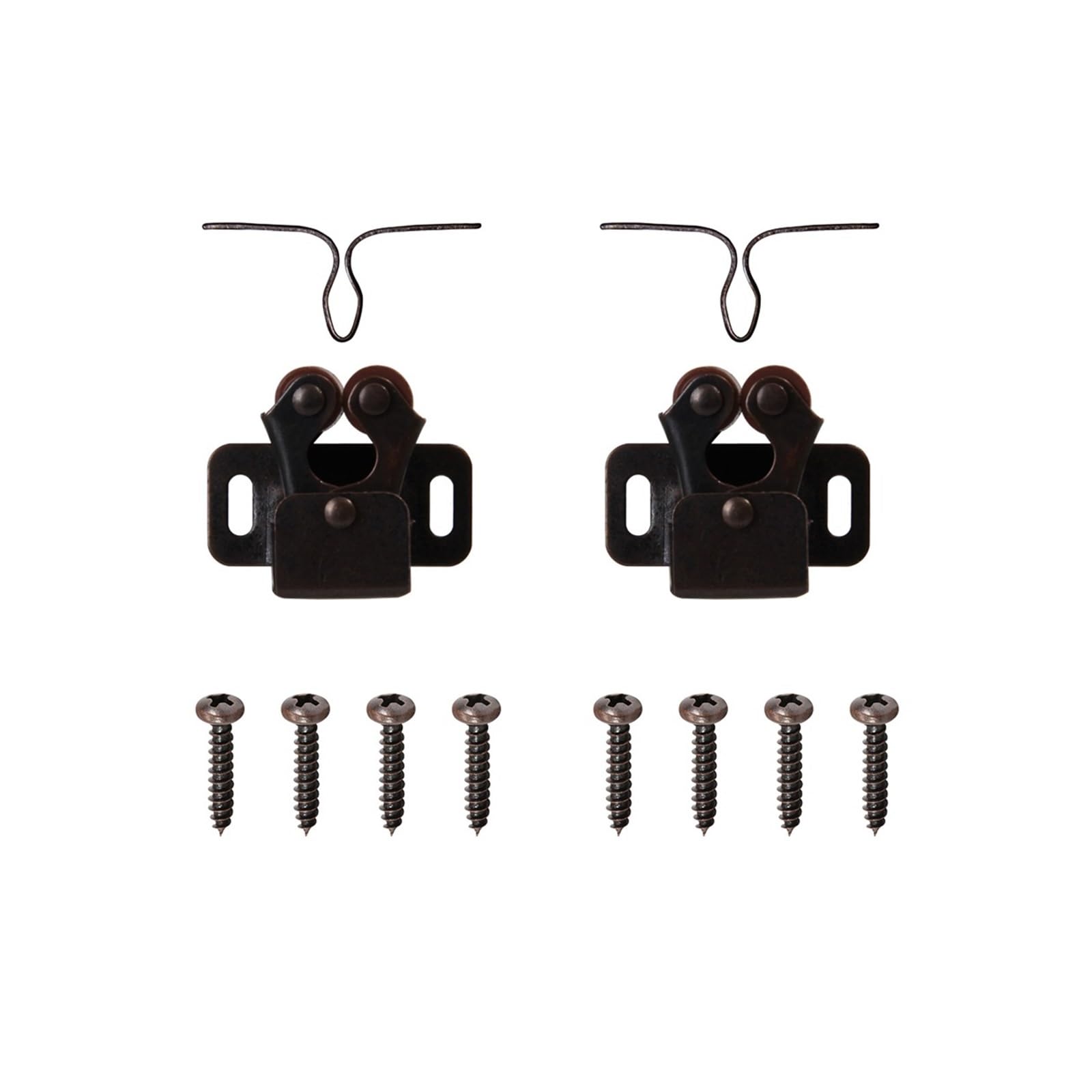 Iklaaqetbxps Antique Copper 2Pcs Antique Copper Cabinet Door Roller Catches, Double Latches With Striker And Mounting Screws(Antique Copper 2Pcs)