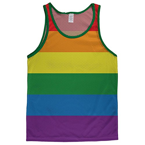 Gay Pride Rainbow Flag Adult Mesh Jersey - MD/White-Kelly