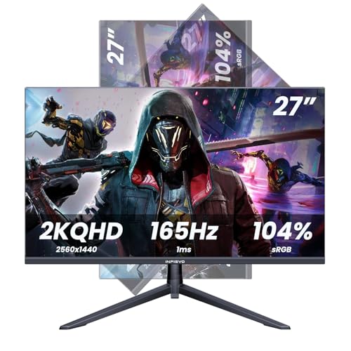 Gaming Monitor 27 Inch QHD 1440P Computer Monitor 165Hz VA 1ms Built-in Speakers, FreeSync, Ultra-Thin PC Monitor, VESA Compatible, Tilt Adjustable, Liftable Stand, Eye Care, HDMI X2 /DP