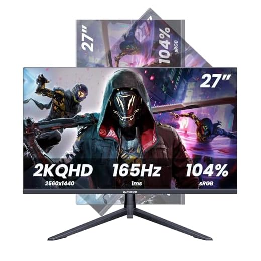 INFIEVO Gaming Monitor 27 Inch QHD 1440P Computer Monitor 165Hz VA 1ms Built-in Speakers, FreeSync, Ultra-Thin PC Monitor, VESA Compatible, Tilt Adjustable, Liftable Stand, Eye Care, HDMI X2 /DP