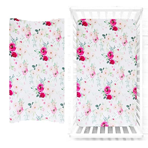 Girl Crib Sheet And Changing Pad Cover, Floral Nursery Bedding, Flower Sheets For Baby Toddler Mattress #TOP7