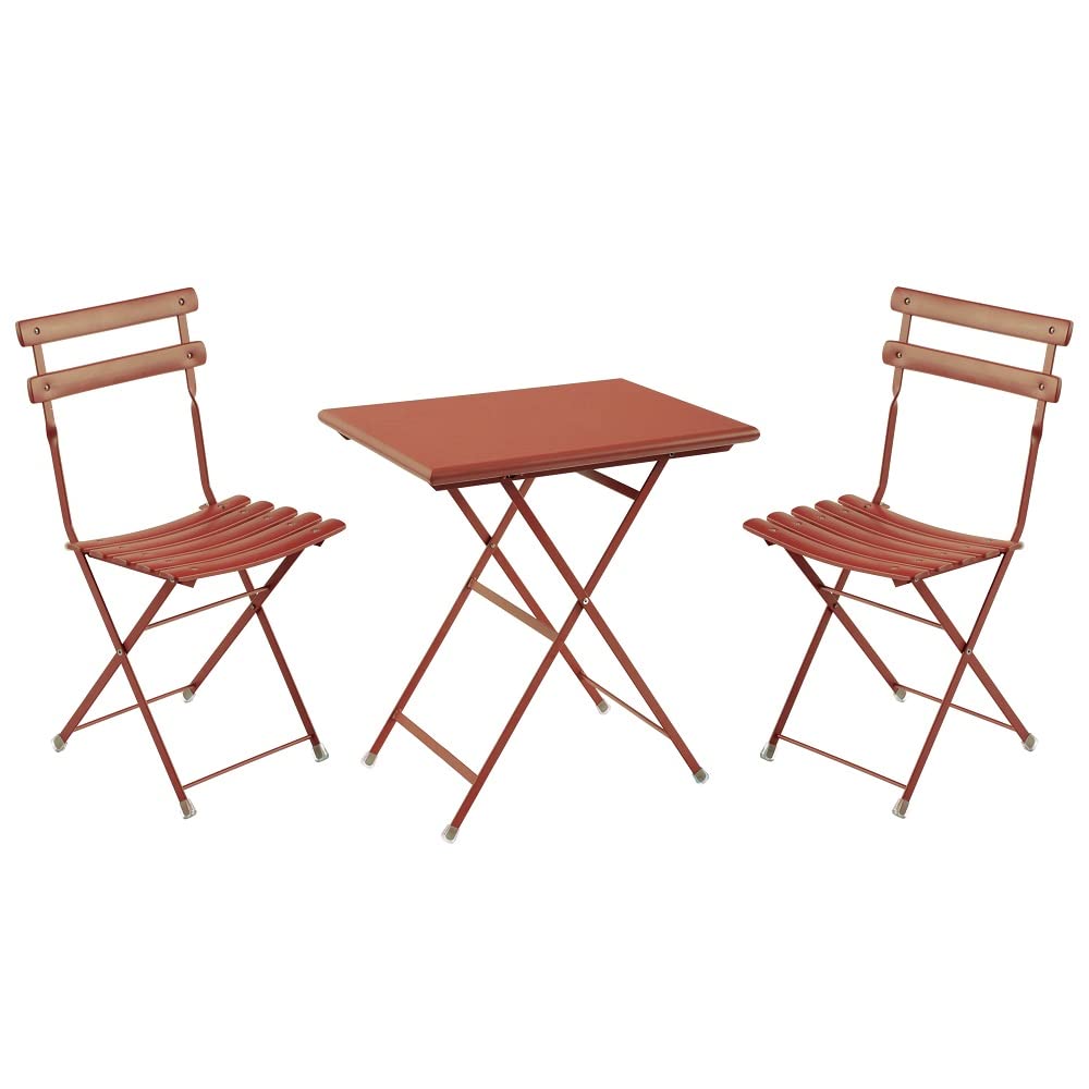 EMU Arc en Ciel Set: Tavolo Pieghevole Art. 334 Cm. 50 x 70 e 2 sedie Art. 314 Colore Rosso Acero cod. 26