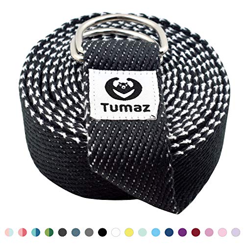 Tumaz Yoga Strap/Stretch Bands [15+ Colors, 6/8/10 Feet Options] with Extra Safe Adjustable