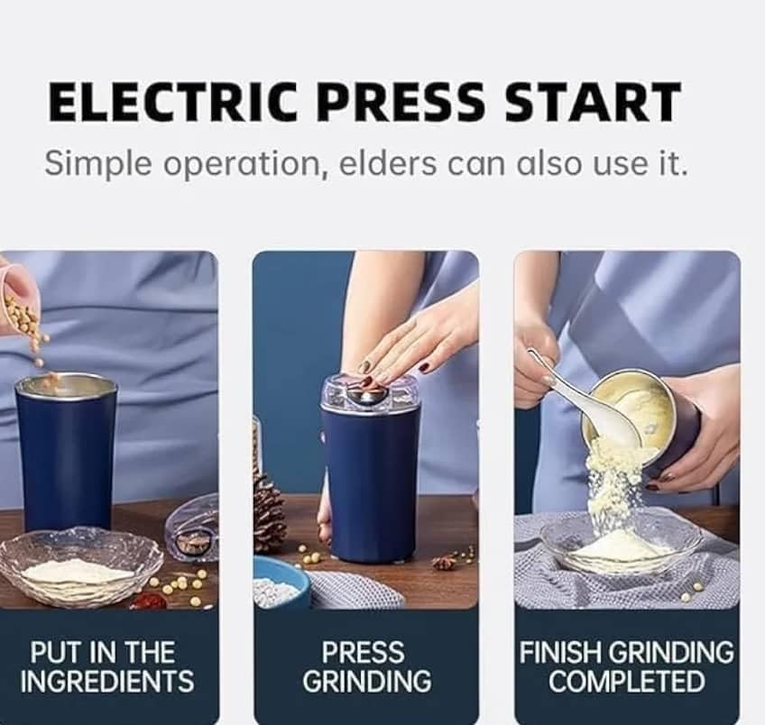 Image of Ortable Electric Coffee & Spice Grinder - Stainless Steel 4 Blade Dry Grinder Machine.