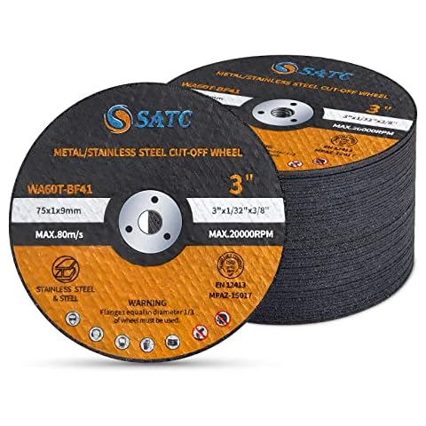 Cutting Discs Ultra-Thin Metal Grinding Discs 25 Pack 75mm (3”) Angle Grinder Discs for Air/Electric Cut-Off Tool & Die Grinder, 75 x 1 x 9mm Cover