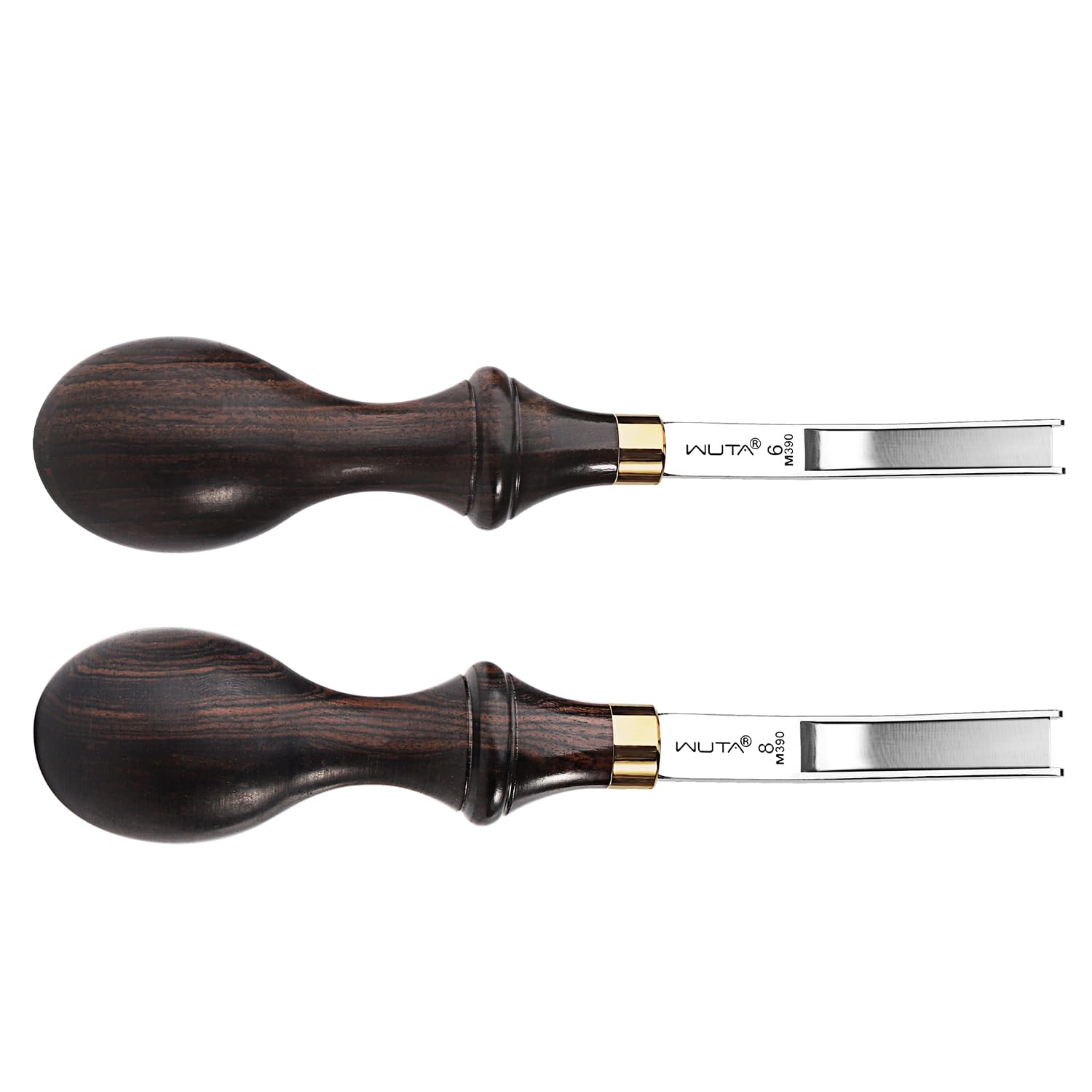 WUTA Professional Leather Wide Edger Skiver, 2Pcs Premium M390 Steel 6+8mm Convex Grind Edge Beveler, Leather Craft Tool for Skiving, Thinning & Trimming