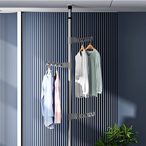 Chrees Perchero Telescópico para Ropa, sin Perforaciones, sin Daños en la Pared, con Funda Antideslizante y Cubiertas de Goma, para Dormitorio, Baño, Oficina, (Blanca con 3 bastidores de extensión