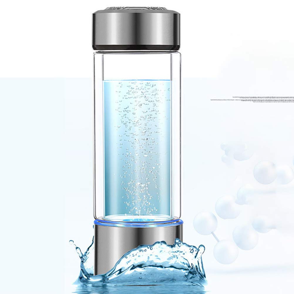 Bottiglia d'Acqua a Idrogeno Portatile, Generatore Con Ricarica USB, Ionizzatore d'Acqua Ricca per Ufficio, Viaggi e Lavoro (Nero)