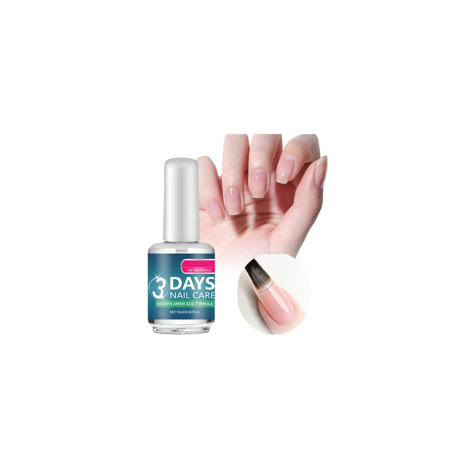 Nail Strengthener Polish, Keratin Nail Treatment for Thin Weak & Damaged Nails, Clear Nail Polish Solution Deep Moisturizer and Smoother Nail Care, Promotes Strength and Flexibility