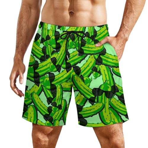Jeireumteor Mens Pandas Swim Trunks with Compression Liner Bathing Suit Womens Swimwear with Pockets