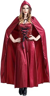 iLOOSKR Women Halloween Cosplay Little Red Riding Hood Vintage Long Dress Ankle-Length - coolthings.us