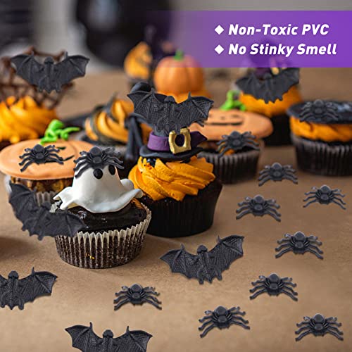 Halloween Plastic Bats Spiders, 200Pcs Mini Bats And Fake Spiders For Halloween Decorations Creepy Scary Prank Toys Plastic Insect Toys Halloween Miniatures #TOP3