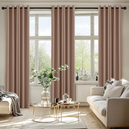 Image of MIULEE Blackout Curtains for Bedroom Living Room 2 Panels, Thermal Insulated Room Darkening Drapes Grommet Noise Reducing Light Blocking Window Treatments 84 Inches Long 40x84 Inch Cappuccino