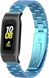 メタルウォッチバンド Compatible with Samsung Galaxy Fit E SM-R375 ステンレススチール 保護フレーム ケースデザイン リストストラップ ブレスレット 交換用 Fit E SM-R375 スマートウォッチアクセサリー